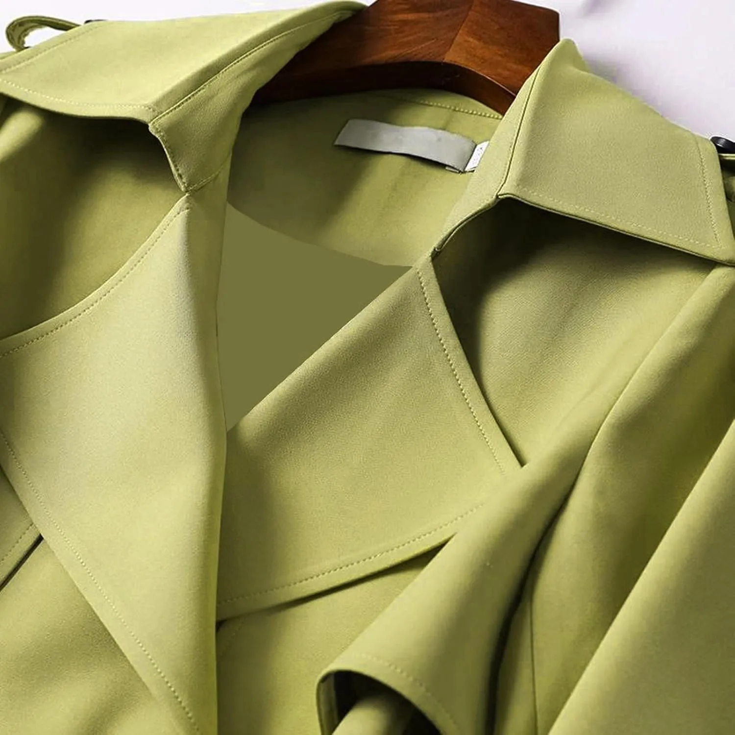 Women's Double Breasted Trench Coat Classic Mid-Length Belted Overcoat Trendy Fall Winter Dress Jacket with Pockets