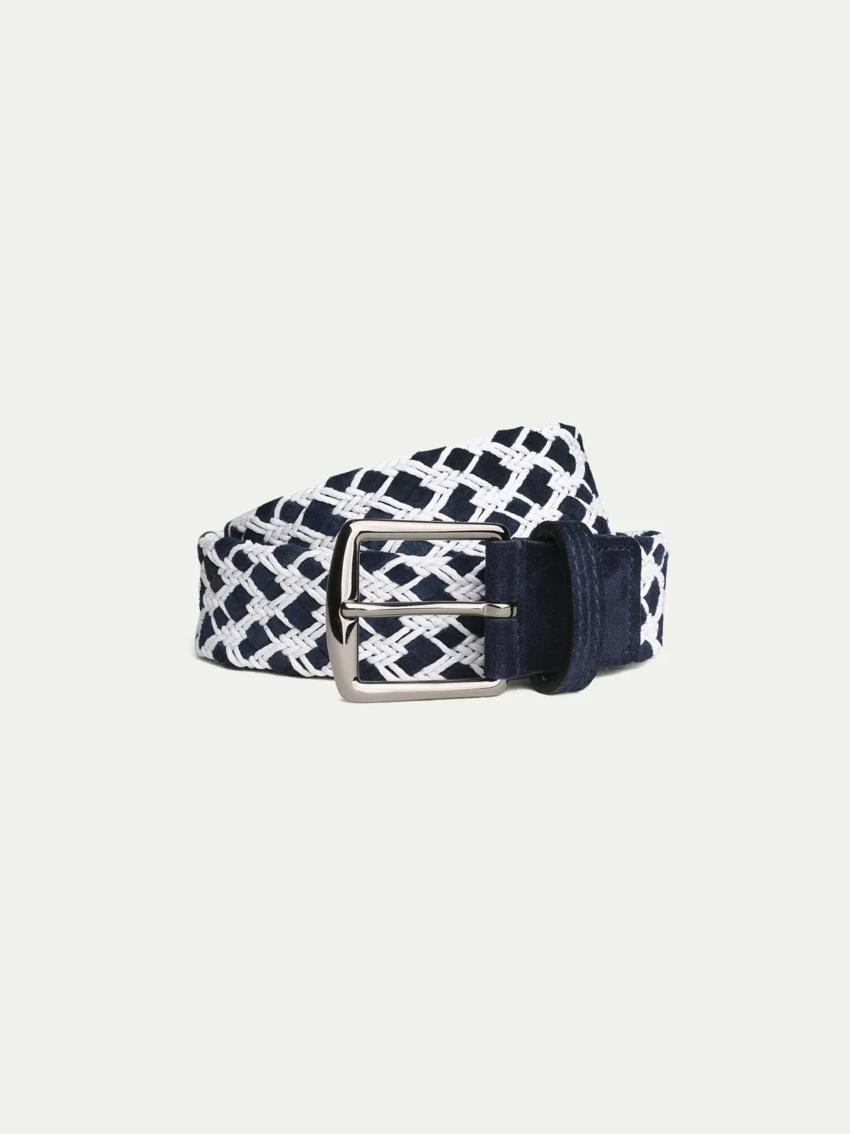 Woven Cotton-Suede Belt
